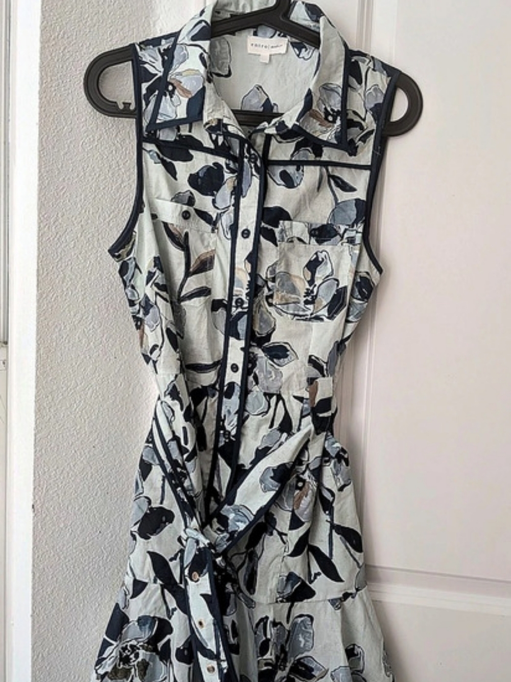 entro Floral Print Sleeveless Button-Front Belted Dress Floral Mini Dress
